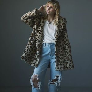 Sienna Leopard Faux Fur Jacket - Free people. Worn ONCE!!! amazing condition.